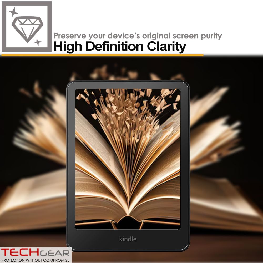 TECHGEAR 2-pak ochraniaczy ekranu do 17.8 cm Amazon Kindle Paperwhite/Signature/Paperwhite Kids/Kindle Colorsoft (wydanie 2024 / 12. generacji) CLEAR pełna osłona ekranu wyświetlacza LCD