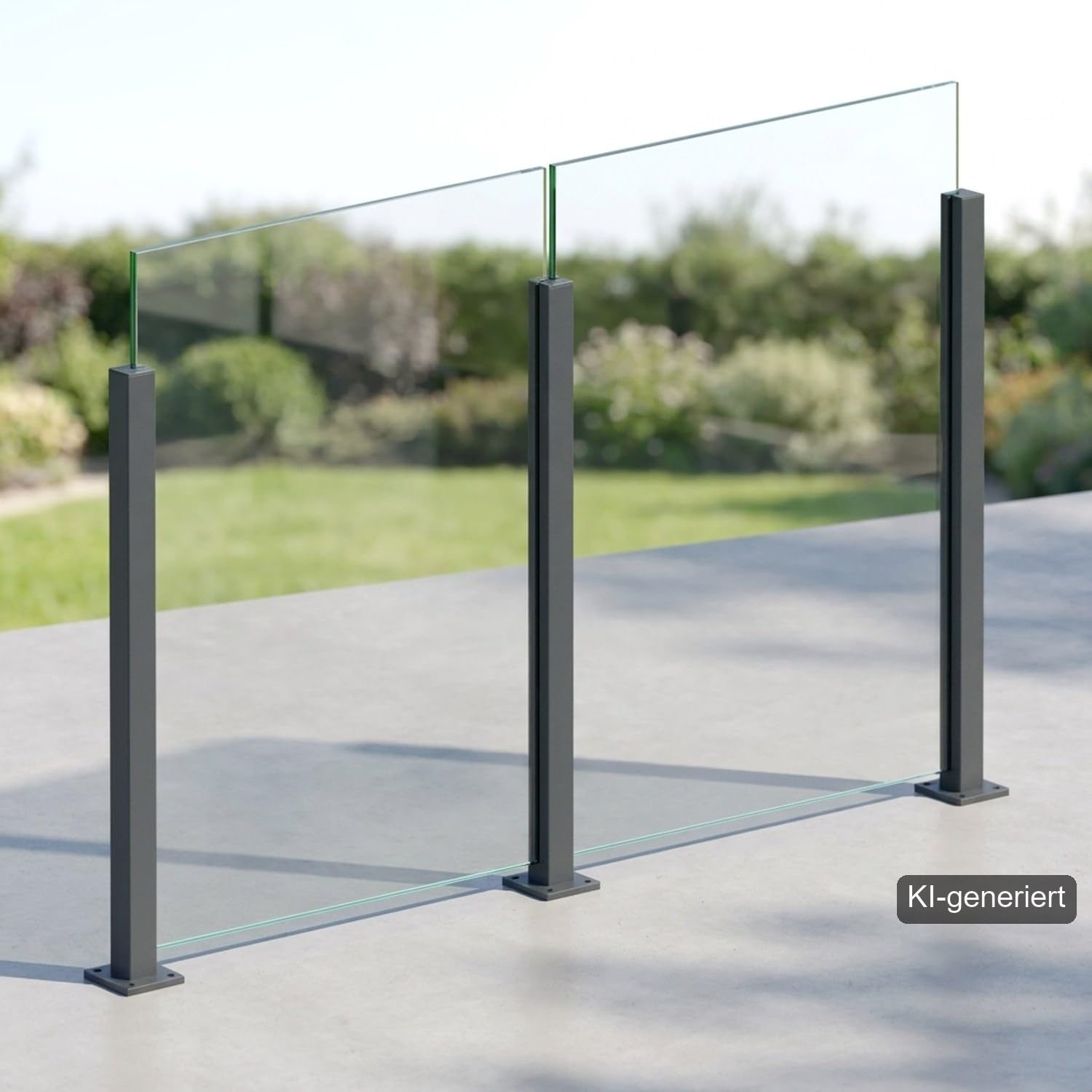 Aluminium Pfostenprofil 56x60 mm Anthrazit RAL 7016, 1005 mm – Glasgeländer-Pfosten mit Glasnut für VSG 16,76/17,52 mm, Oberflächenmontage