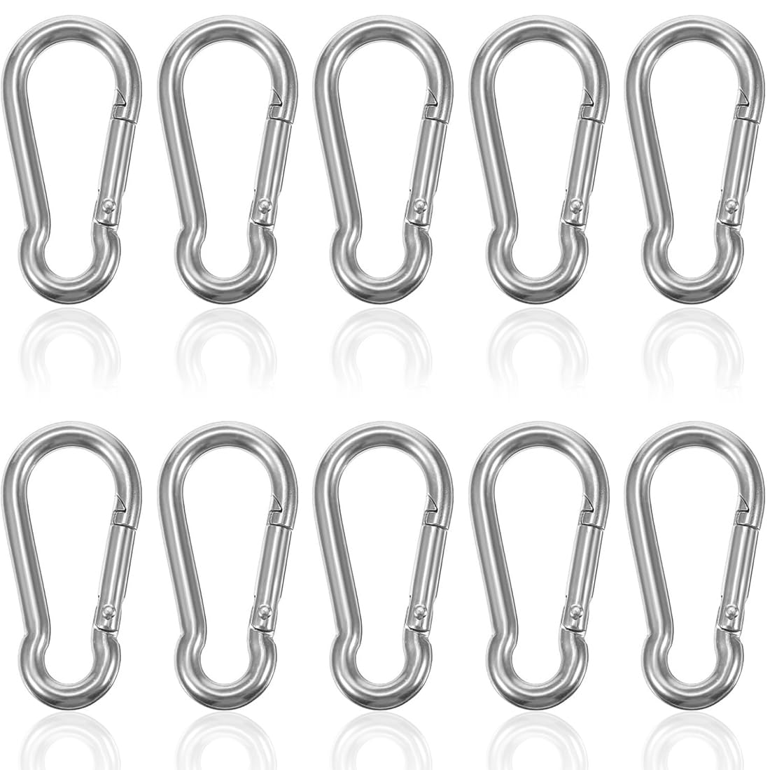 10 moschettoni in acciaio inox, resistenti,6 * 6cm, piccoli moschettoni per esterni, campeggio, escursionismo, guinzaglio per cani, pesca