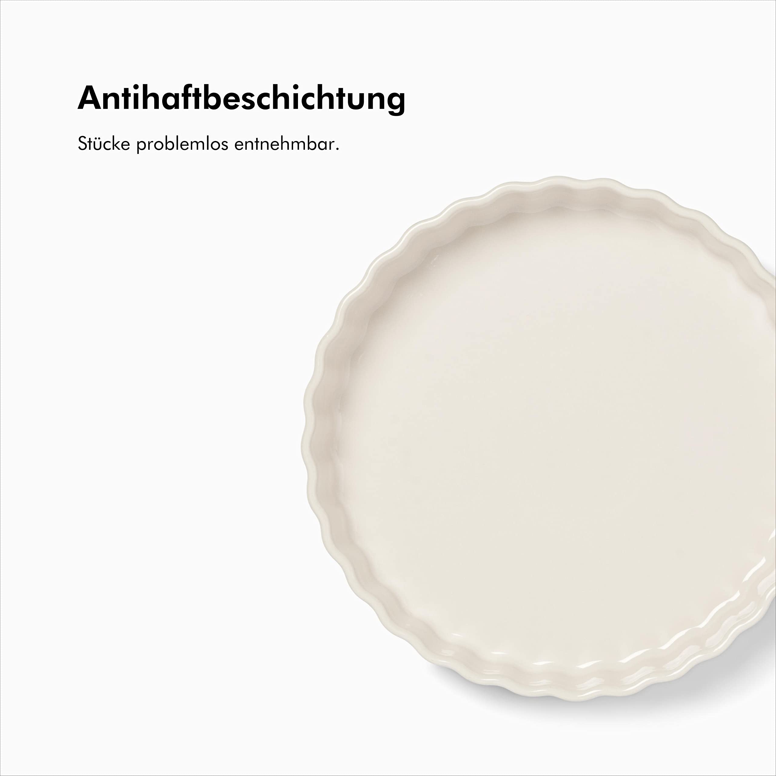 KIVY Blacha do pieczenia [28 cm] Ceramiczna nieprzywierająca | Forma do ciast, ciast i Quiche | biała, okrągła