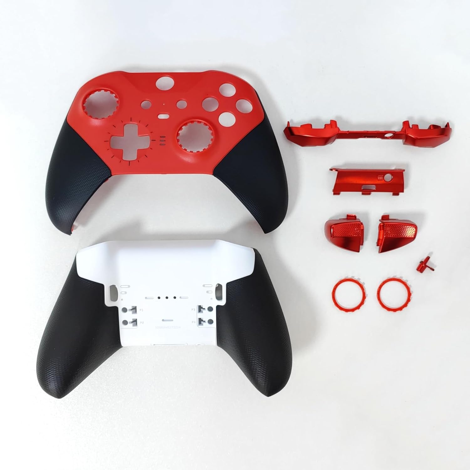 Hzxkqmil Replacement Housing Shell Kit for Xbox Elite Series 2 Core Controller - Red, Front Back Case Cover Faceplate with LB RB Trigger Button Bumper LT RT Button Decorative Ring Accessories