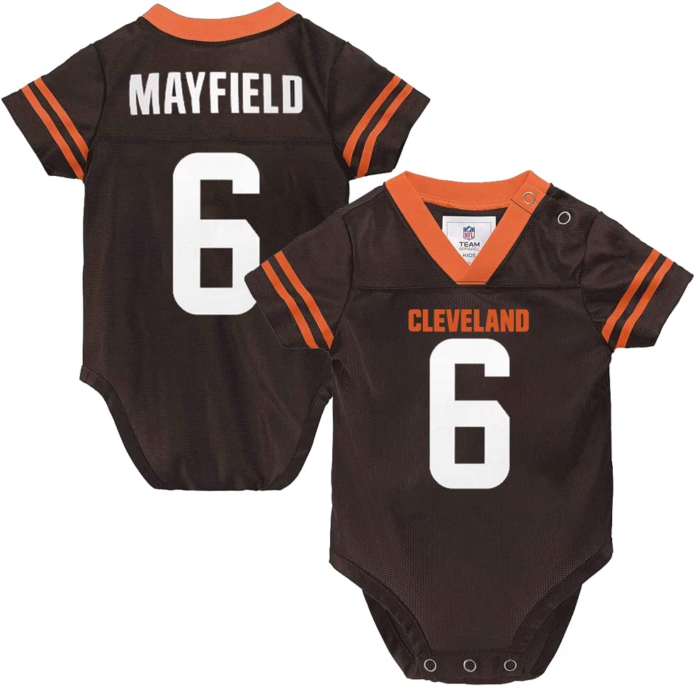Image of Outerstuff NFL Newborn Infants Team Color Name and Number Home Player Creeper Bodysuit Jersey