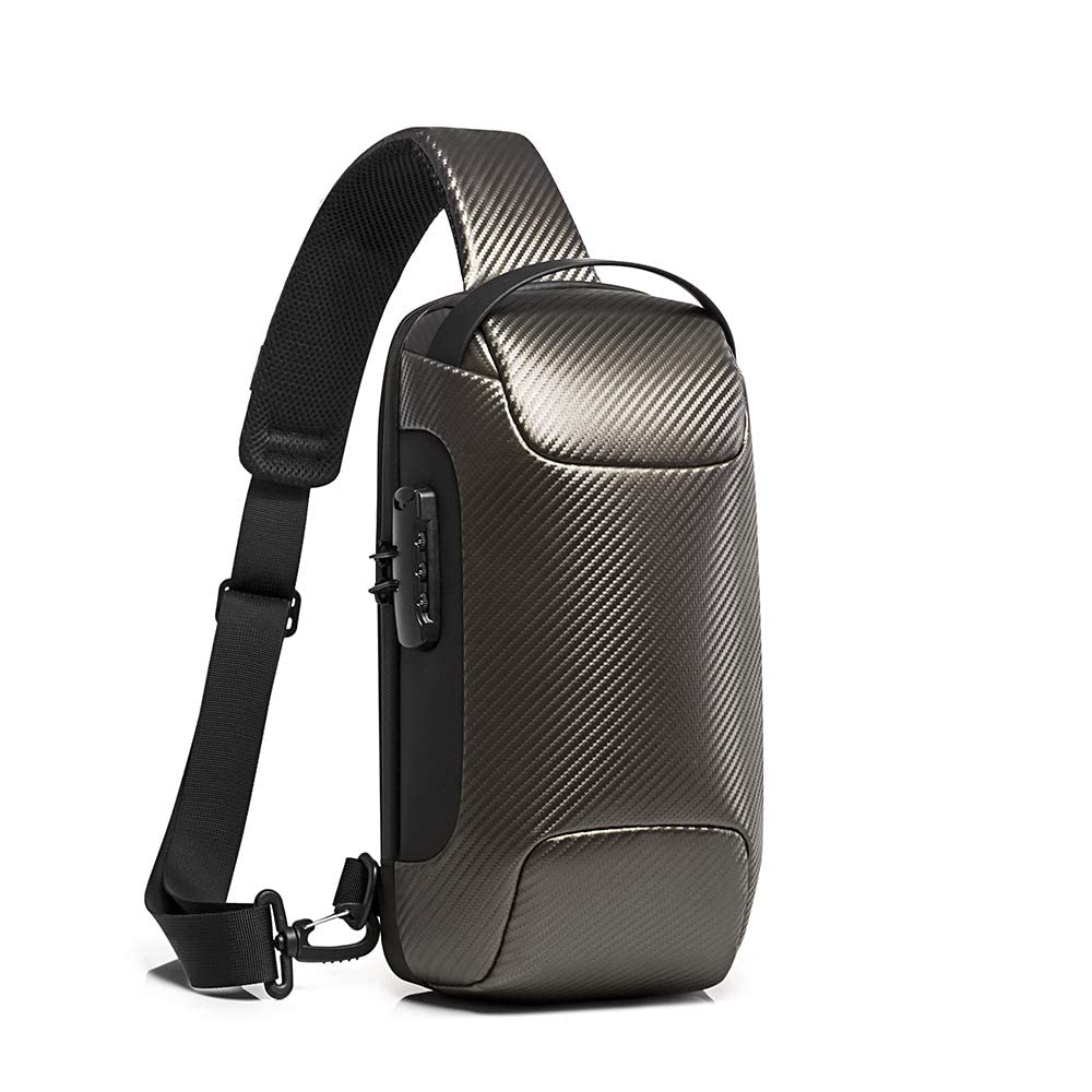 Red Lemon BANGE Multifunctional Waterproof Anti-Thief Sling Bag with USB Charging (Gold Plus)