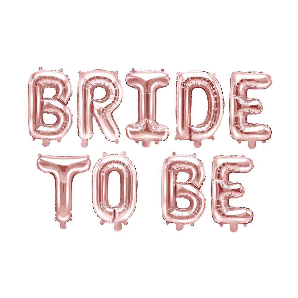 Propsicle 16" Inch Bachelorette Party Theme Rose Gold Bride to Be Balloon Foil Material Letter Balloon Banner Bridal Shower Haldi Ceremony Decoration - Pack of 9