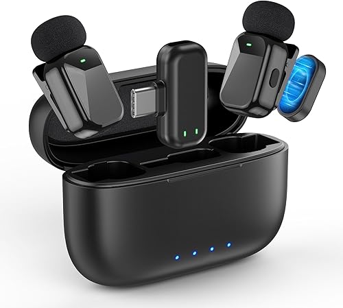 PoP voice Mini micrófono inalámbrico Lavalier para iPhone 15/16/17 y Android, micrófono de solapa con reducción de ruido, duración de batería de 30