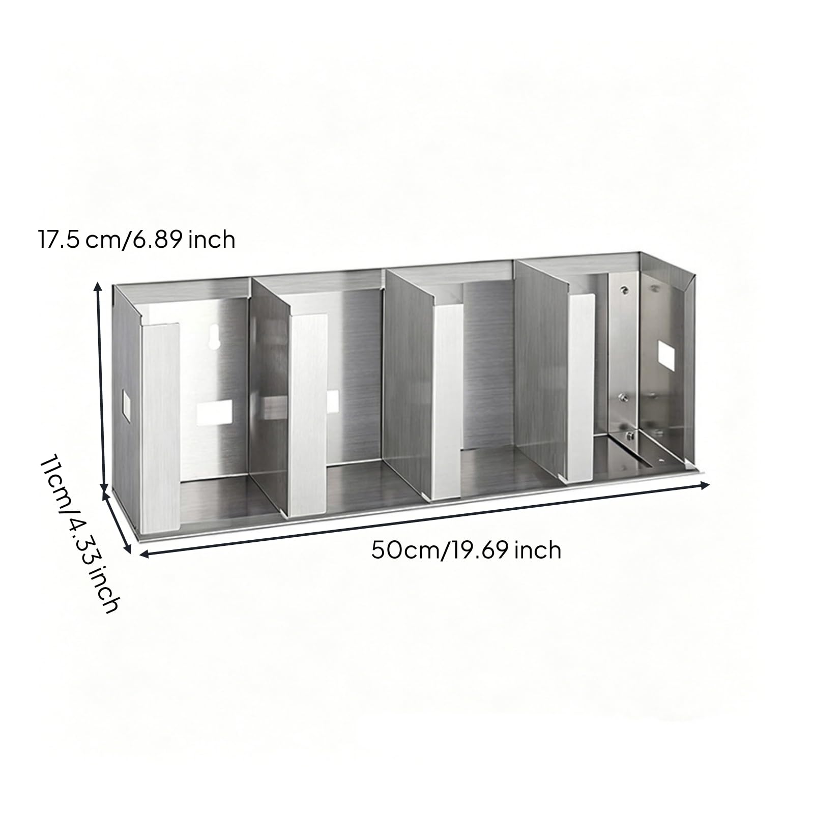 Qianly Porta Coperchi in Acciaio Inox Regolabile Porta Coperchi con Scomparto Salvaspazio Portacoperchi per Operatori di Bar, Ristoratori, Bar, Credenza, 4 Scomparti 50cm