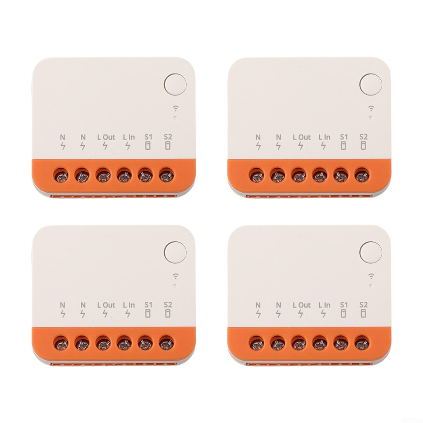 Confezione da 4 moduli relè luce a 2 vie Minir4 Wifi Smart Switch con controllo app timer 10A 2400W per illuminazione domotica