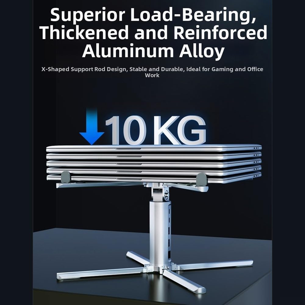 Docking station con hub USB C a 10 porte con supporto per computer portatile, base girevole a 360°, supporto per doppio monitor, porta Ethernet, trasferimento dati ad alta velocità, per ufficio e casa