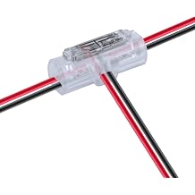 Low Voltage Wire Connectors 12 Pack, 2 Wires Compact T Tap Quick Wire Splice for 2220 AWG Wires, Transparent No-Stripping for Automotive, Motorcycle, Marine, LED Light Projects