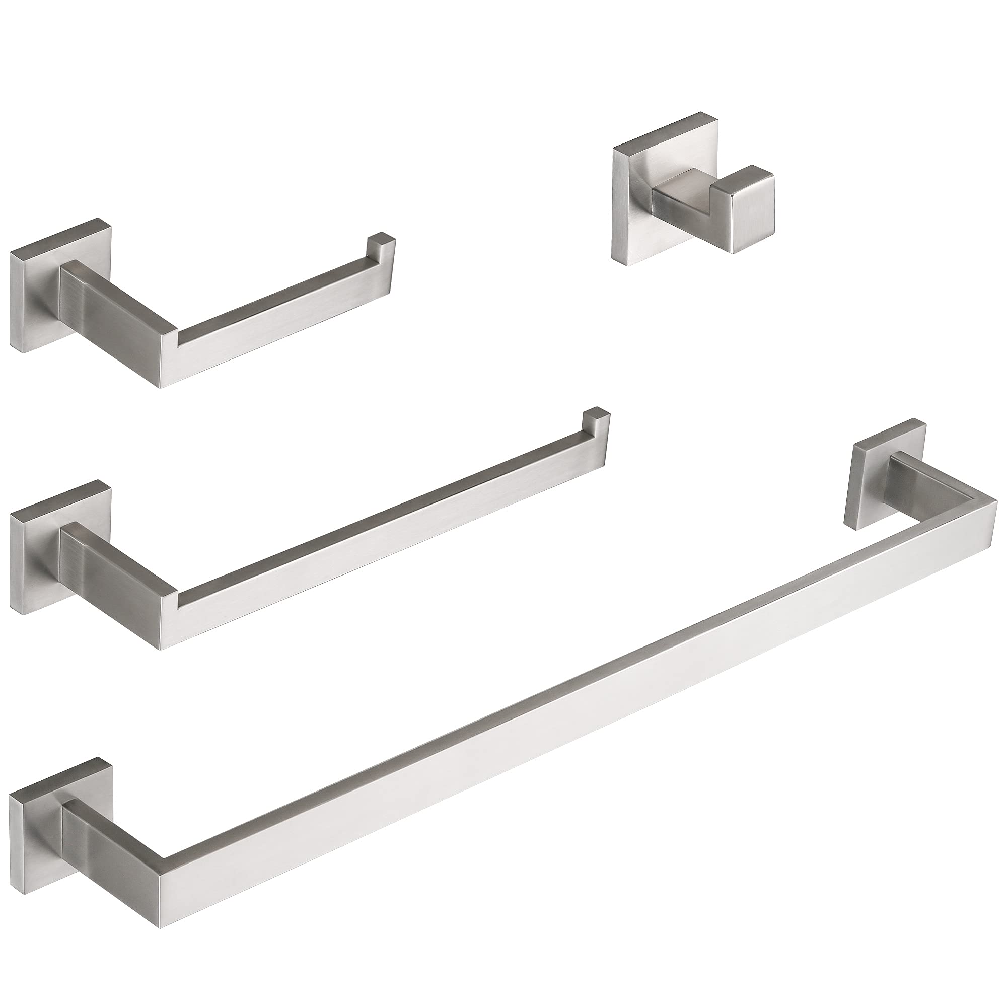 Set Accessori Bagno 4 Pezzi In Acciaio Inossidabile - Portasciugamani, Portarotolo, Gancio E Anello - Foto 11