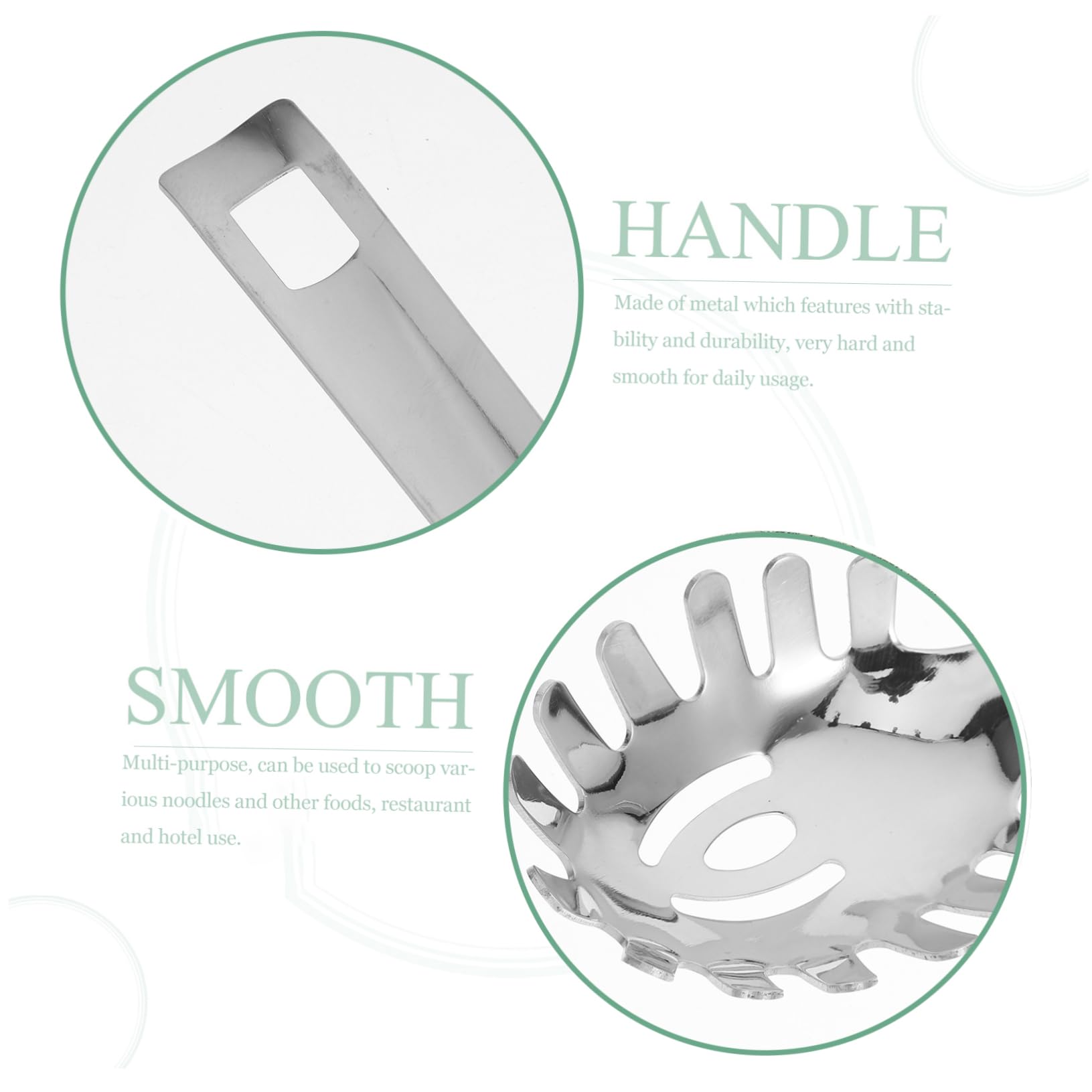 OKUMEYR Stainless Steel Noodle Strainer Spoon Spaghetti Server with Slotted Design Easy to Clean Kitchen Tool for Pasta Noodles for Cooking Enthusiasts