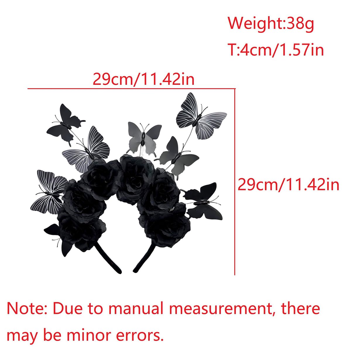 Taodyans Halloween Headband Flower Crown Headpiece Day of the Dead Costume for Women Party Cosplay Gothic Headwear Accessories (Butterfly) - Image 2