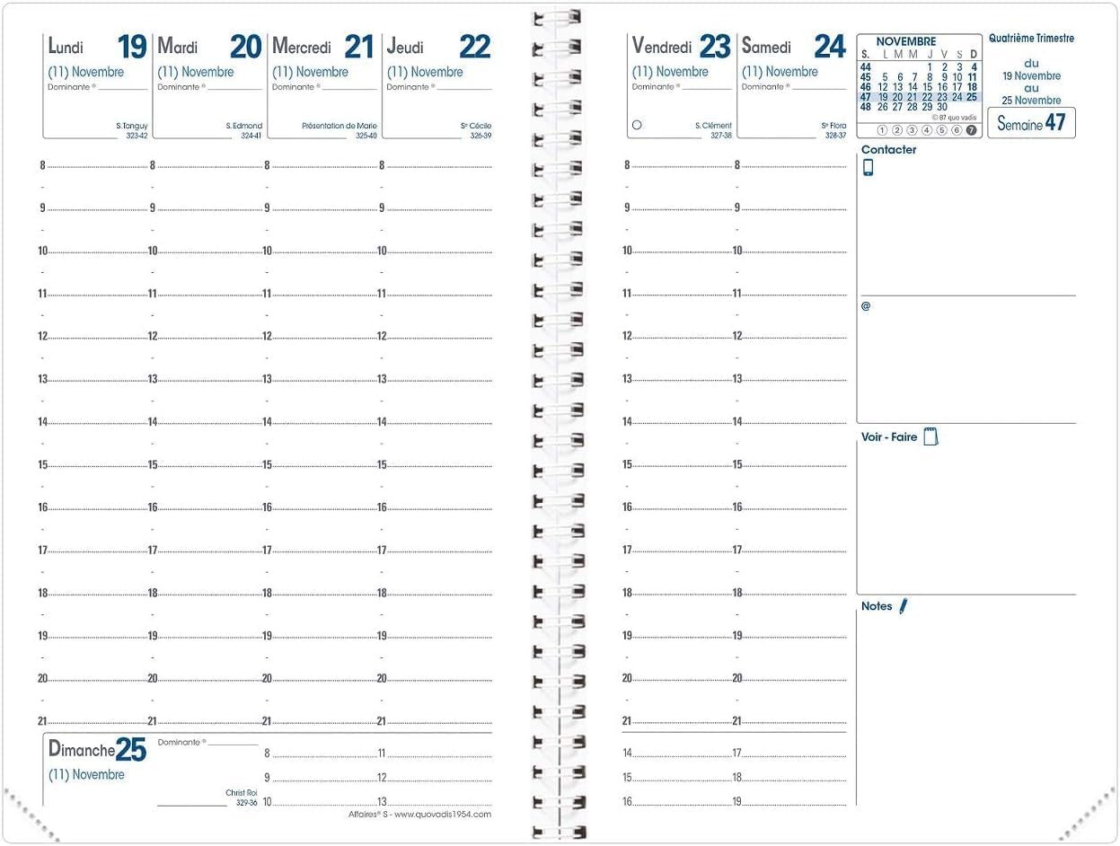 Quo Vadis Agenda Silma - 8,8 X 17 Cm - Janvier à Décembre| Fourniture