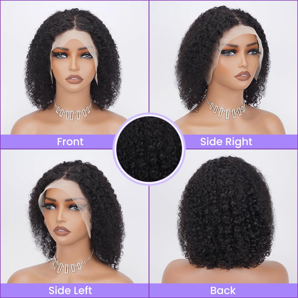 Short Curly Bob Wigs Human Hair 16 Inch 13x4 Hd Transparent Lace Front Wigs Curly Wigs For Black Women Lace Frontal Wigs Human Hair Pre Plucked With Baby Hair Short Deep Curly Wig 150 Density