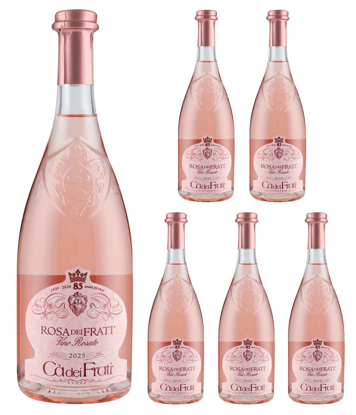 Ca dei Frati Rosa dei Frati Rose 2025 – 6er Pack (6 x 0,75 l) Rosewein aus Italien, Lombardei – inkl. Vinizia Dropstop