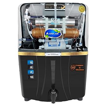 Aqua Ace Copper+Alkaline RO Water Purifier RO + UV + UF + TDS Controler + Full Automatic With Goodness Of Copper 12L (BLACK)