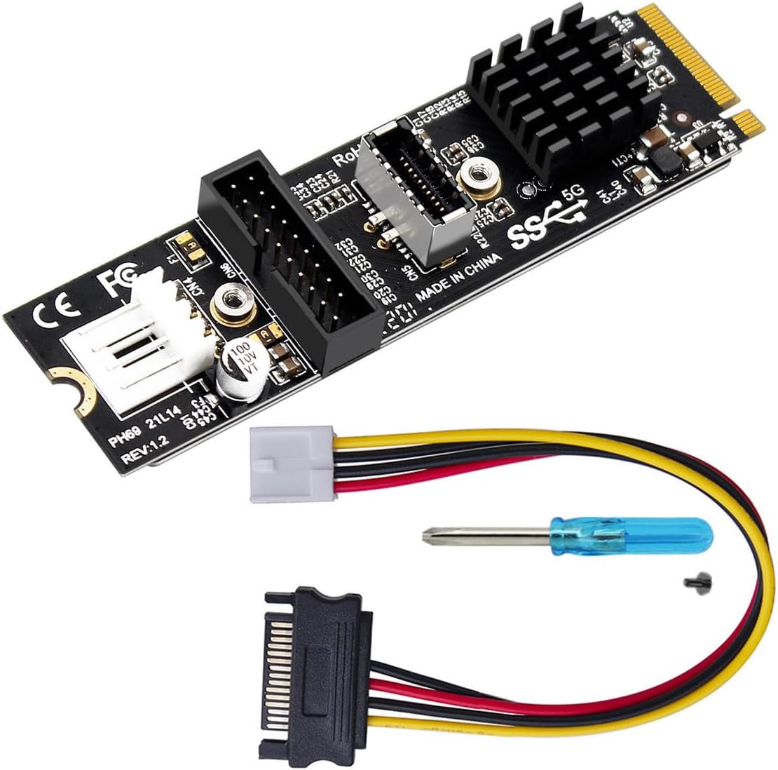 CY Card 5Gbps TypeE USB 3.1 Front Panel Socket USB 2.0 to NVME NGFF MKey Express