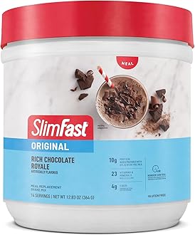 SlimFast Meal Replacement Powder, Original Rich Chocolate Royale, Shake Mix, 10g of Protein, 14 Servings (Pack of 3) (Packaging May Vary)