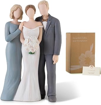 Storieme Unique Mother Father of The Bride Figurine Gifts on Wedding Day | 7.7" resin with gift-ready box, perfect bridal gift for parents from daughter, an elegant decor for home shelves & tabletops