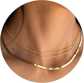 Senteria Gold Necklaces for Women Trendy 14KGold Chain Necklace Dainty Chunky Gold Choker Long Layered Necklace Set for Women 3/4Pcs