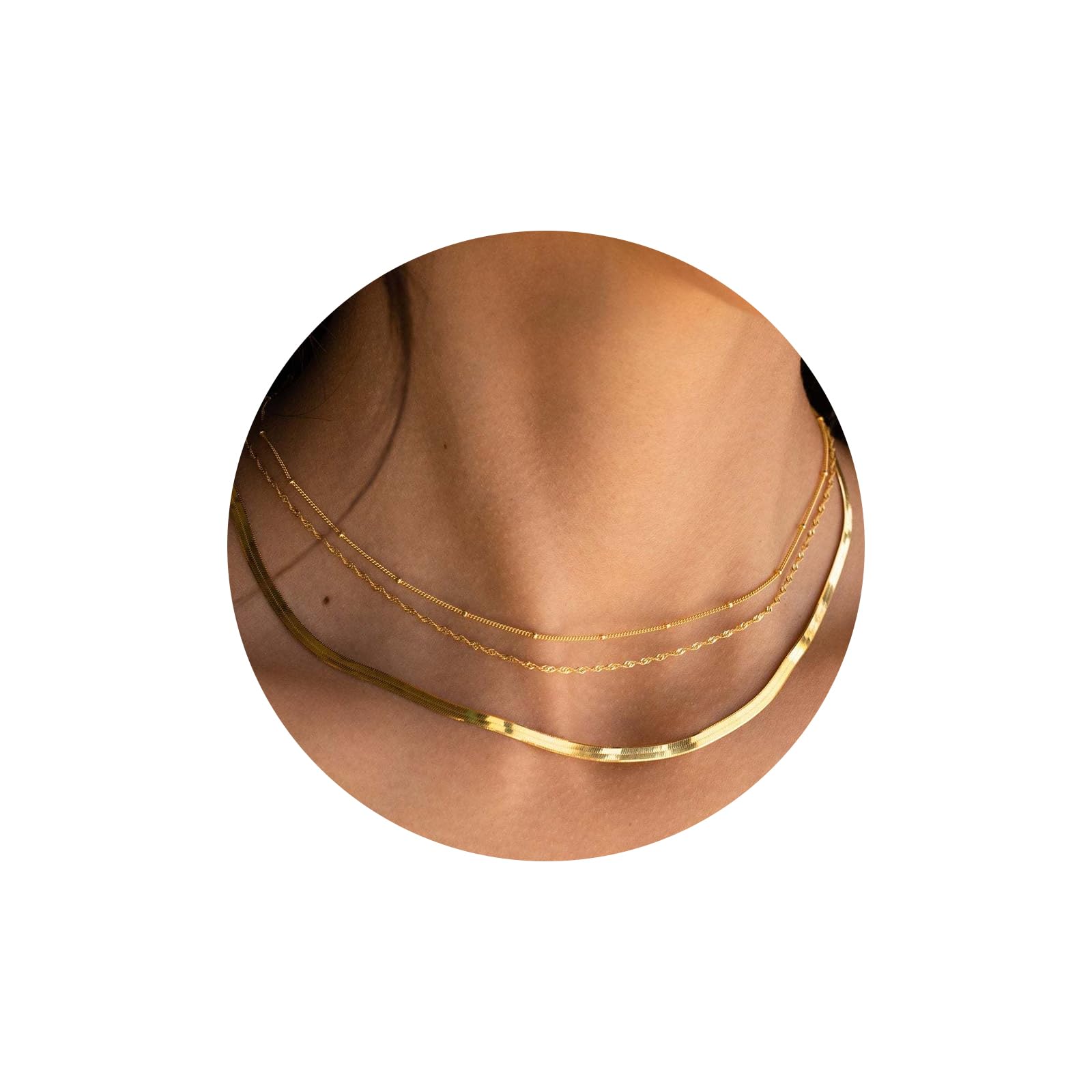 SenteriaGold Necklaces for Women Trendy 14KGold Chain Necklace Dainty Chunky Gold Choker Long Layered Necklace Set for Women 3/4Pcs