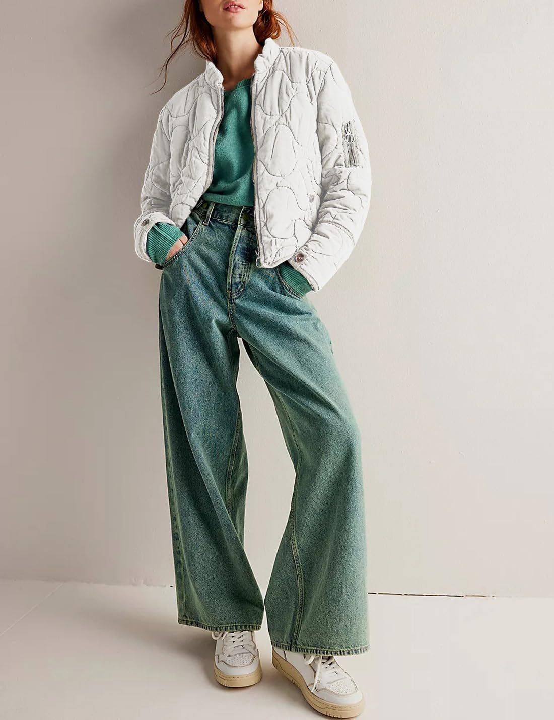 Women's Lightweight Zip Up Outerwear Coat Quilted Jacket Warm Down Puffer Jacket With Pockets - Image 4