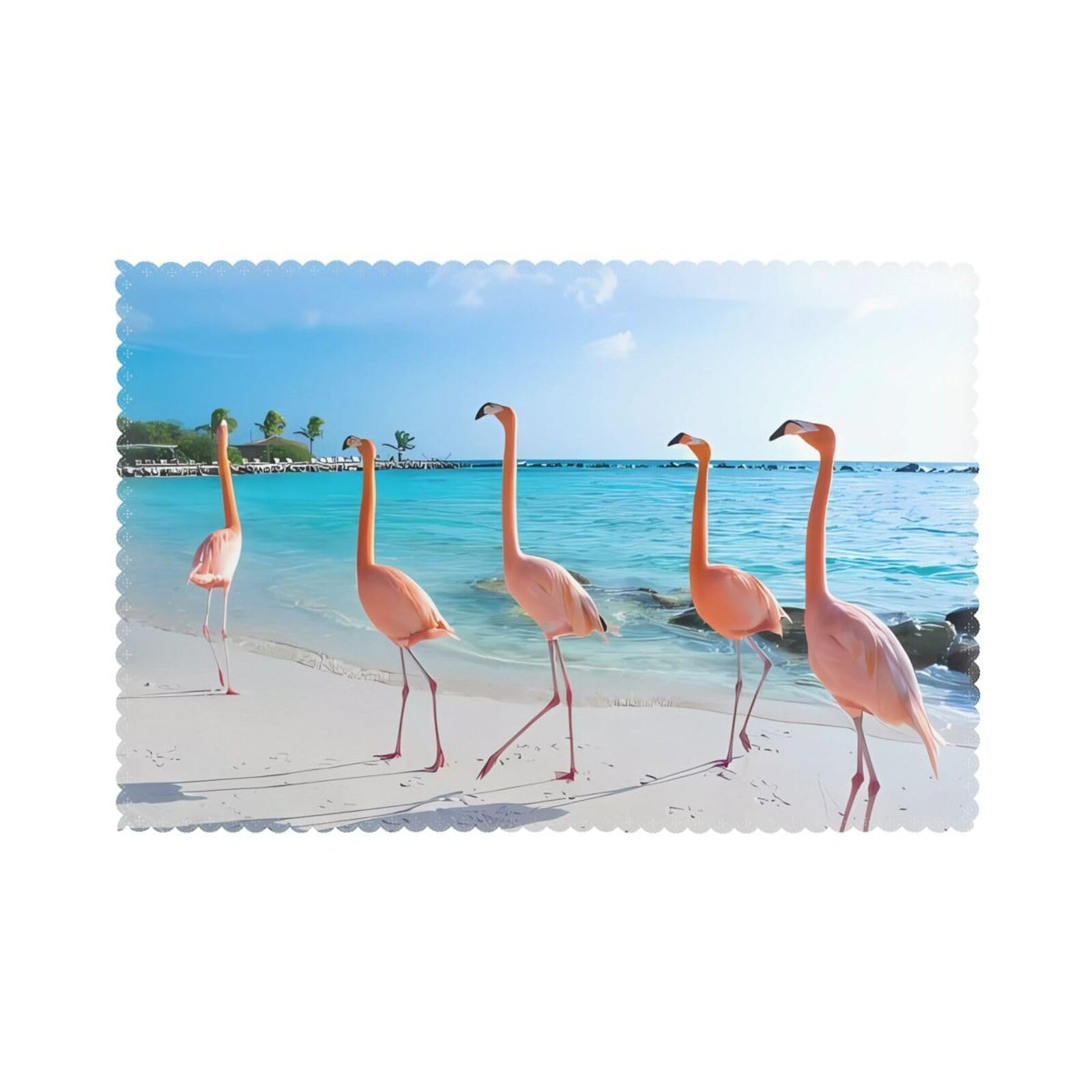 HJFCZH Beach Flamingos Prints Placemats Set of 6 12x18in – A Great Housewarming Gift for a Warm & Stylish Home