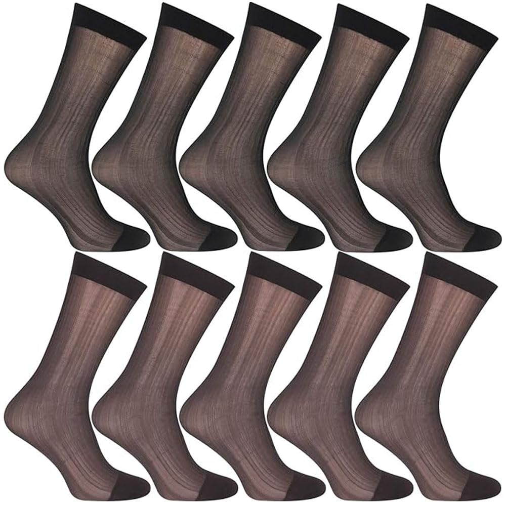 BABAHU Mens Ultrathin Dress Socks Silk Sheer Business Socks Soft Nylon Work Trouser Sox Mid Calf