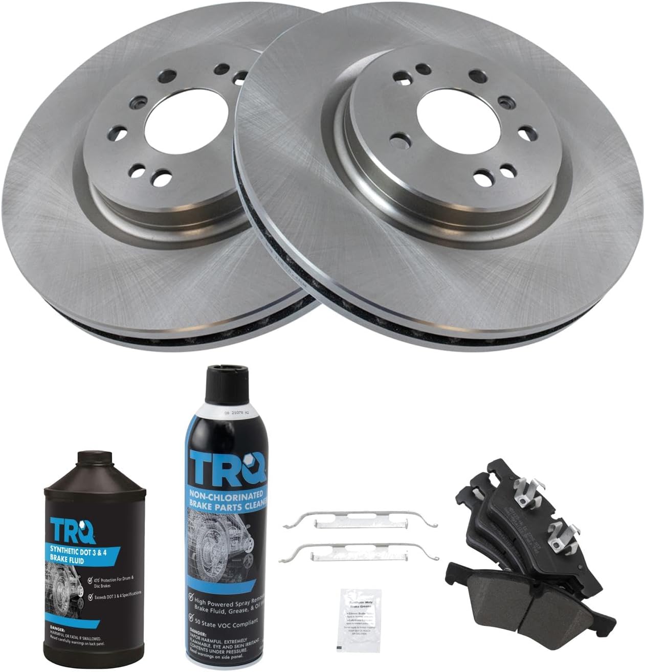 TRQ Front Brake Pad & Rotor Kit Brake Chemical Kit Brake Pads Brake Rotor Semi-Metallic Compatible with 2007-2009 Mercedes-Benz ML320 2006-2011 ML350 2010-2011 ML450 R320 2006-2012 R350 2006-2007 R500