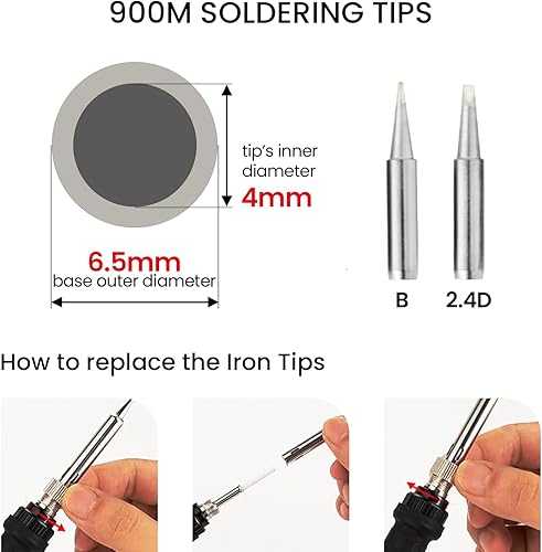 Miniatura 3 de Kit de soldador - Soldador de 60 W de temperatura ajustable alambre de soldadura pinzas soporte de soldador juego de puntas de soldador bomba de