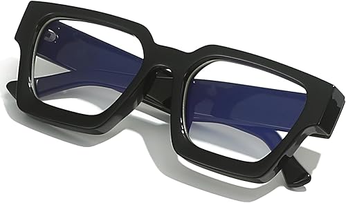 AIEYEZO Gafas cuadradas de marco grueso para mujeres y hombres gafas de luz azul modernas y elegantes para computadora AIEYEZO Gafas cuadradas de marco grueso para mujeres y hombres gafas de luz azul modernas y elegantes para computadora