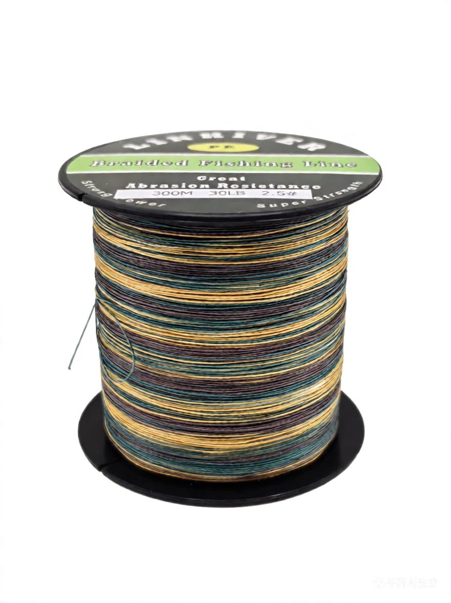 LinHiver Braided Fishing Line, Strong Power, Great Abrasion Resistance, Thin Diameter, No Stretch, Low Memory and High Sensitivity (300 m, 30 LB, Green Camo, 4 Lays) โ image 1