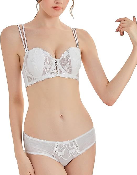 Amazon | [Amulet] ダブルストラップブラジャー＆ショーツセット