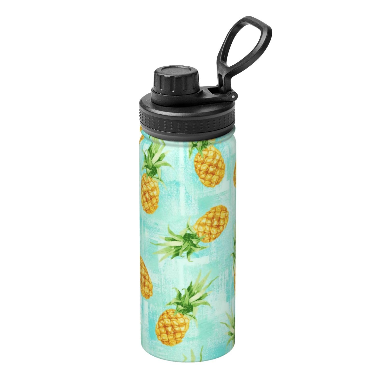 Botella de agua aislada Green Pineapple de 18 onzas: adiós al agua tibia en el gimnasio