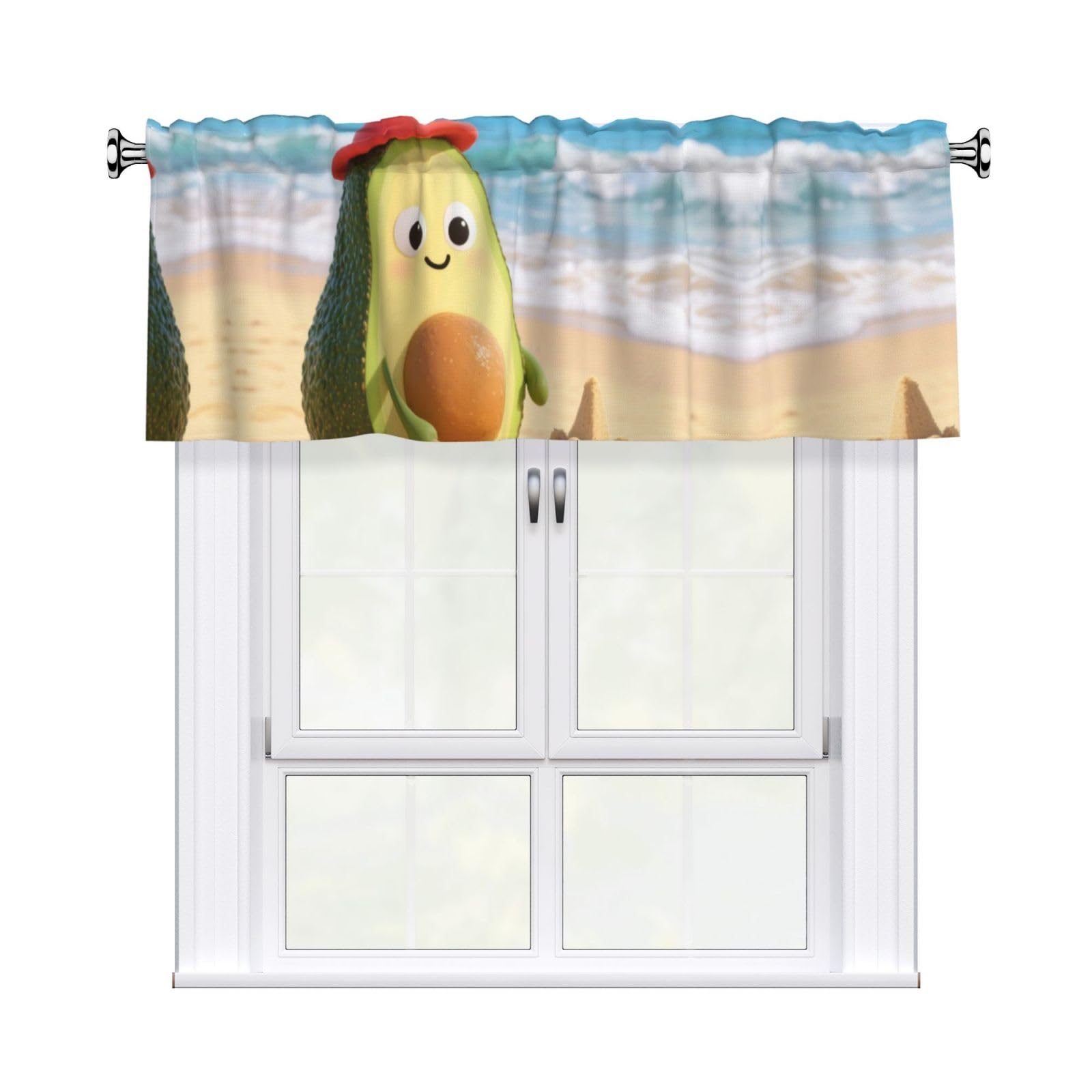FekiLoot Avocado Curtain Valance for Windows, Kitchen Window Valances Rod Pocket Window Treatments Short Curtains Drapes for Bathroom Bedroom Cafe Decor 54x18inch 1 Panel