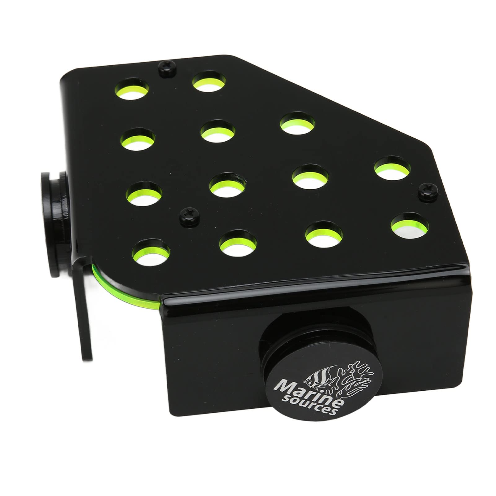 Pssopp Coral Frag Rack Fluorescent Green Coral Frag Holder 13 Holes Double Layers Coral Frag Plug with Magnetic Suction for Fish Tank Aquarium