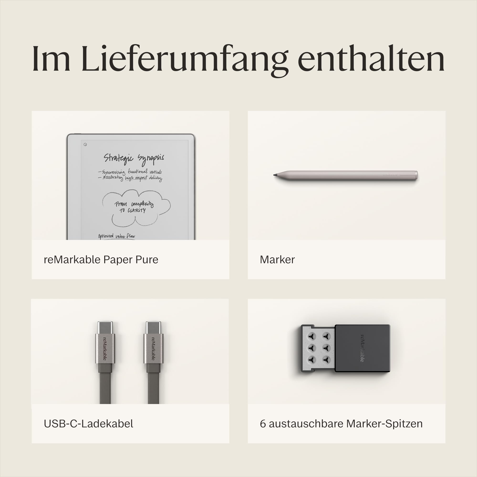 reMarkable Paper Pure – Paper Tablet mit 10,3-Zoll-Schwarz-Weiß-Display. Digitales Notizbuch zum Denken, Schreiben und Lesen – Marker inklusive