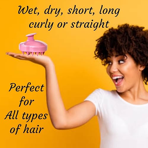 Miniatura 5 de Cepillo de champú para el cuero cabelludo para el cuidado de la caspa, relajante cerdas de silicona suaves y flexibles para el cabello húmedo, seco,