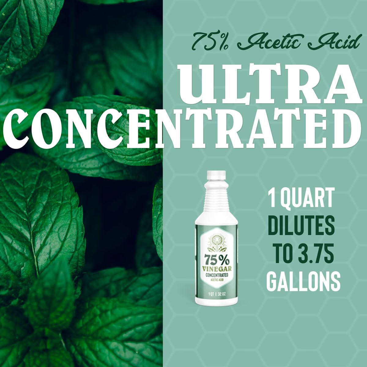 Compliant 75% Vinegar - 1 Gallon - Concentrated Acetic Acid - All Natural Multipurpose Cleaning Vinegar