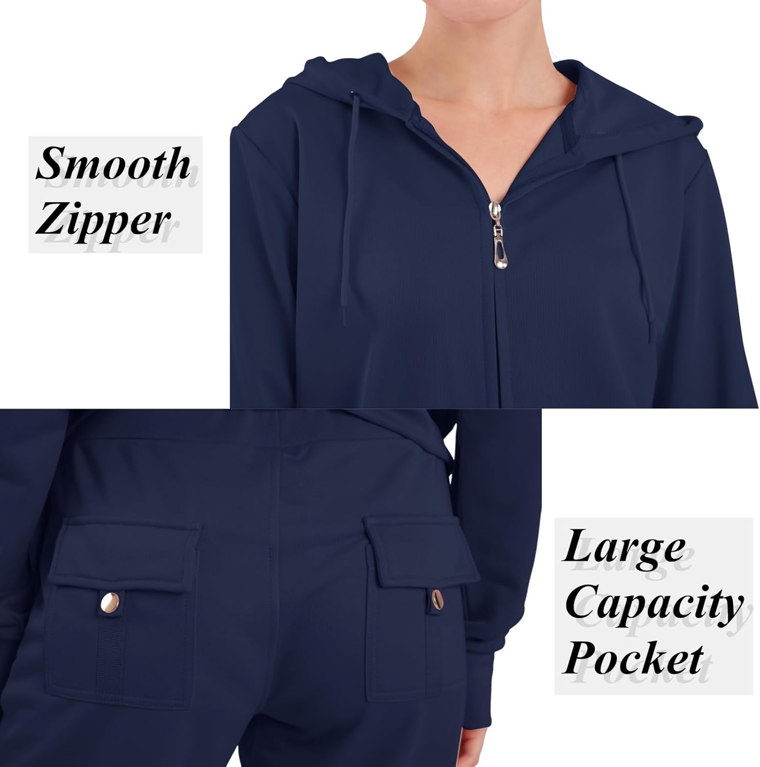 LeeHanTon Tracksuit Sets for Women 2 Piece Lightweight Sweatsuit Casual Zip Up Hoodie and Sweatpant Jogging Suit Set - Image 6