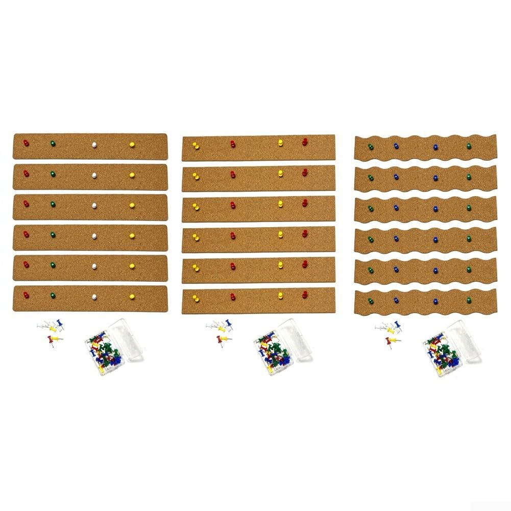 Customize Your Space with Frameless Cork Bulletin Board Strips, Pack of 6 (Right angle)