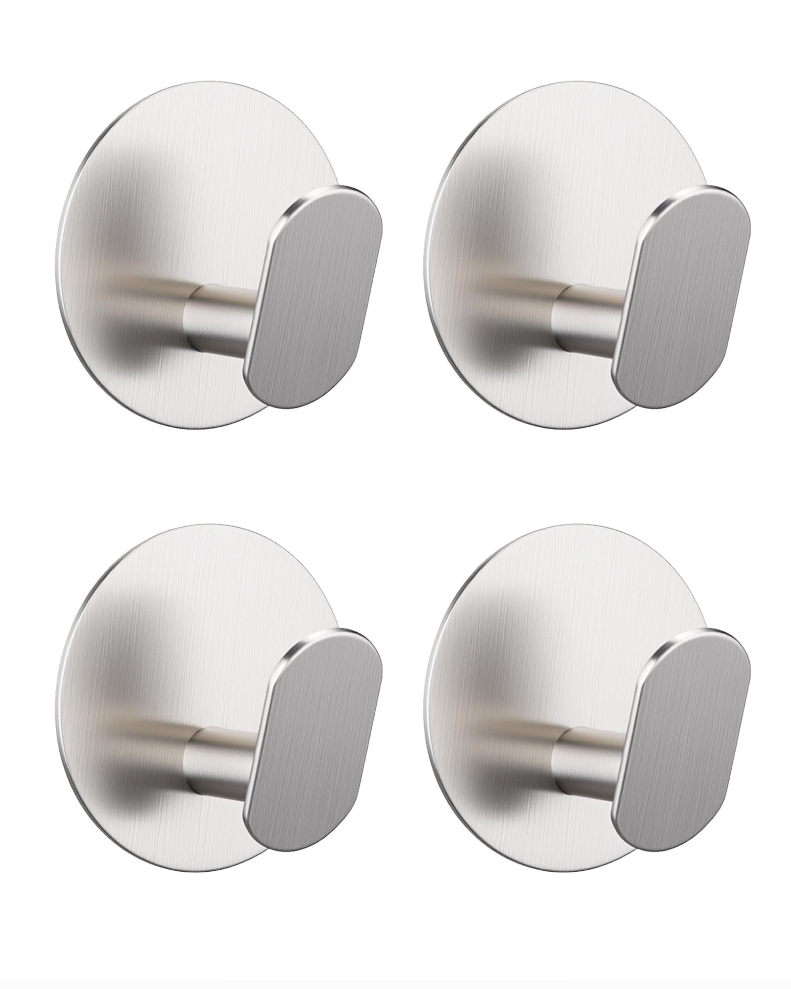 Ganci Adesivi 4 Pezzi Portasciugamani in Acciaio Inox Rotondo Gancio Appendiabiti Attaccapanni Muro Gancio Appendi Accappatoio Appendiabiti Impermeabile Antiruggine per Bagno e Cucina, Argento