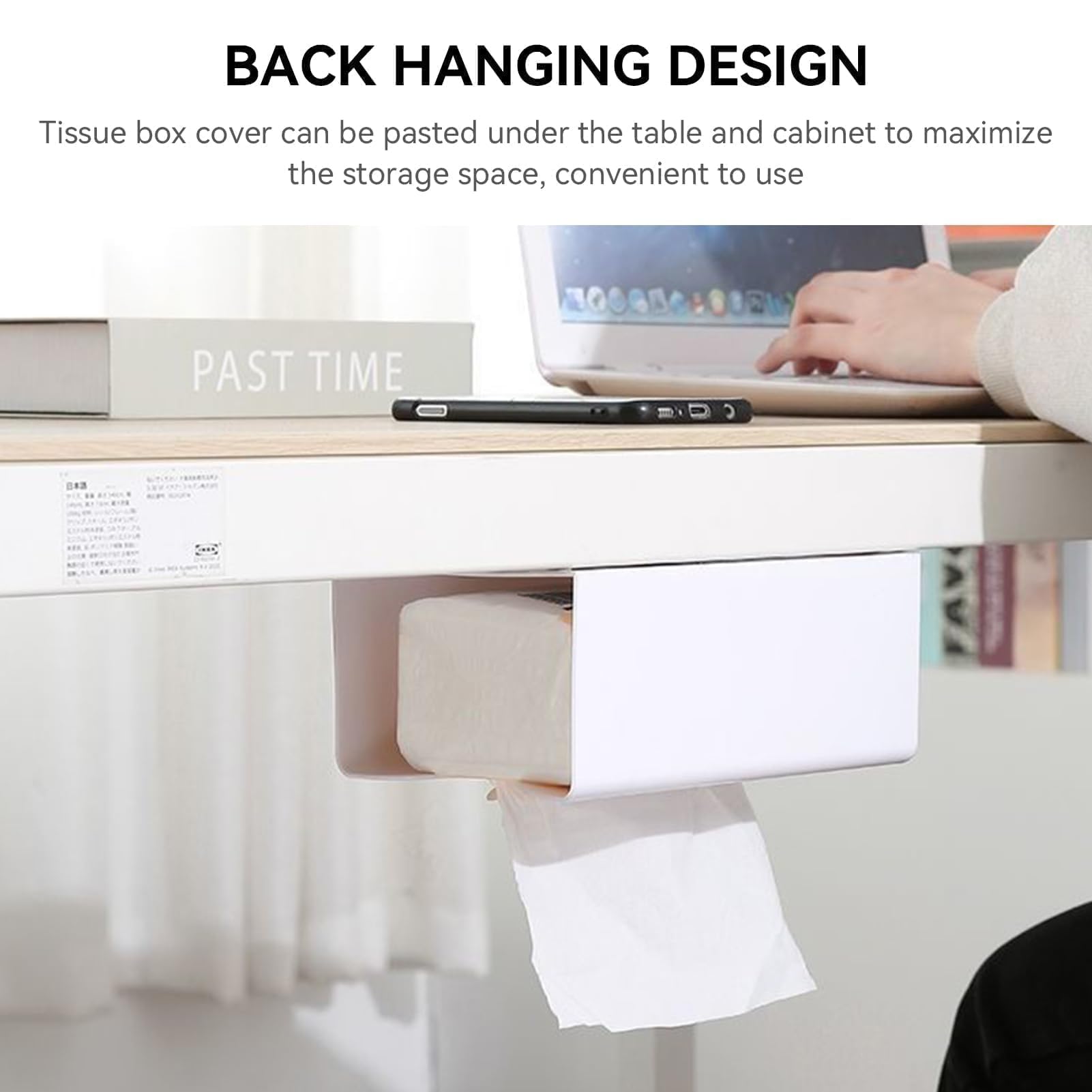 Tissue-Box-Abdeckung, selbstklebend, an der Wand montiert, Kosmetiktuch-Box, Serviettenhalter, Spender Papier Servietten Organizer für Tisch, nach Oben oder unten, unbedeckte Seite(Weiß)