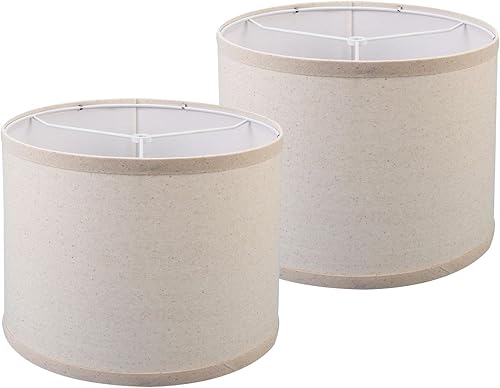 Juego de 2 pantallas de lámpara de tambor, juego de 2, pantallas de lámpara para lámparas de mesa, de fácil montaje, requiere de tela de lino