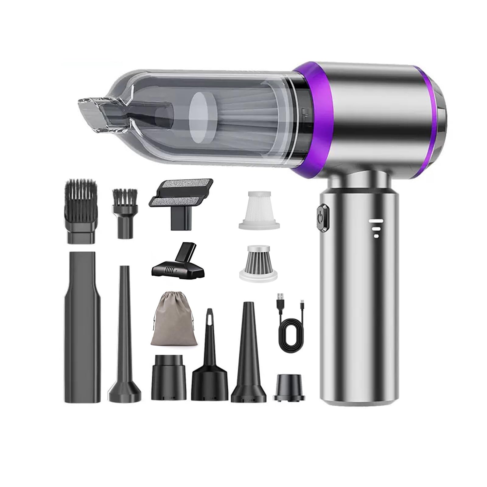 Aspirabriciole Senza Fili,20000Pa 4 in 1 Aspirapolvere portatile per auto Batteria 6000mAh con Motore Brushless Spolverino d'aria e soffiatore d'aria e pompa Aspirapolvere portatile per auto