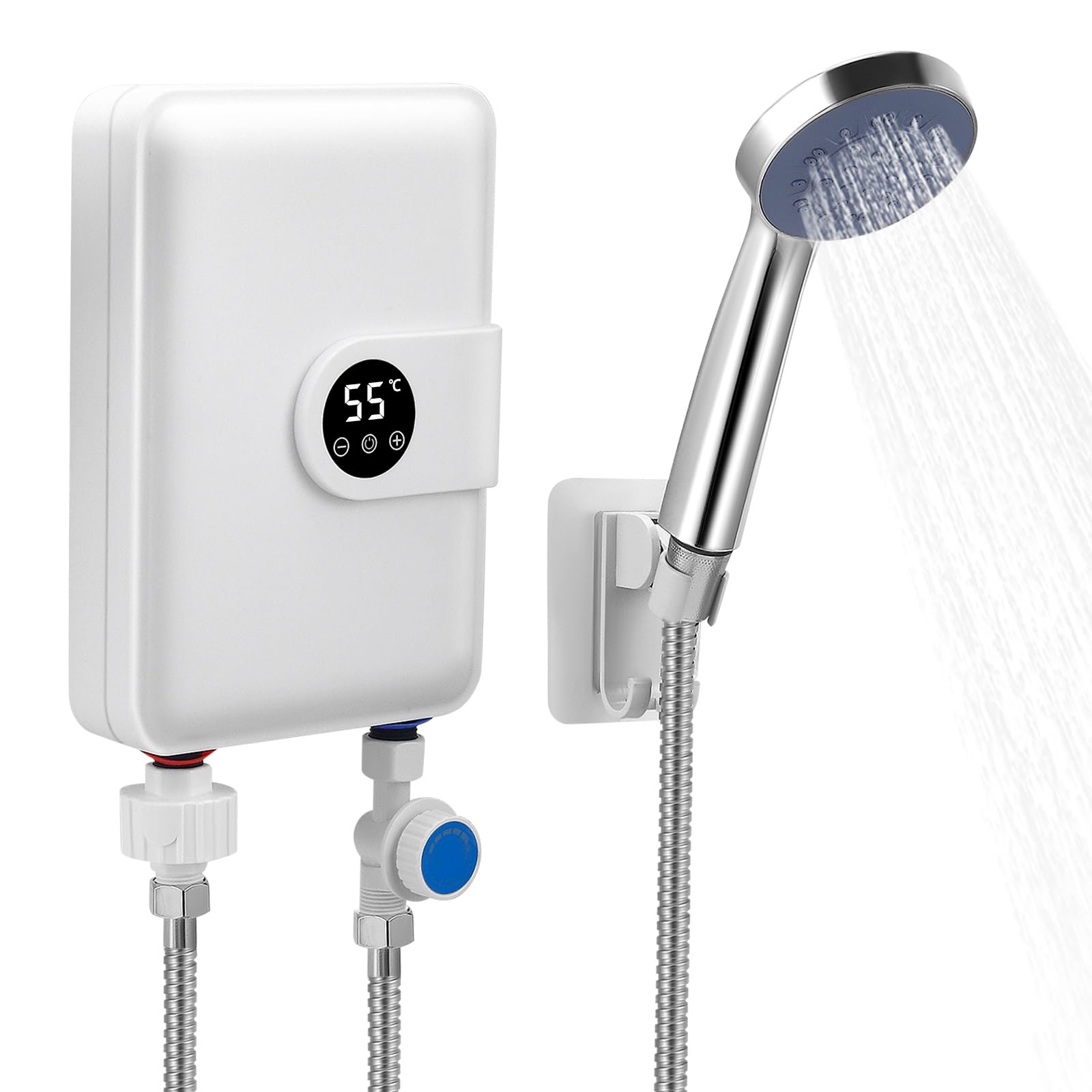 Scaldabagno istantaneo mini da 5500 W 220 V, elettrico sottolavello con display LCD della temperatura, a controllo elettronico, ideale per doccia, bagno e cucina