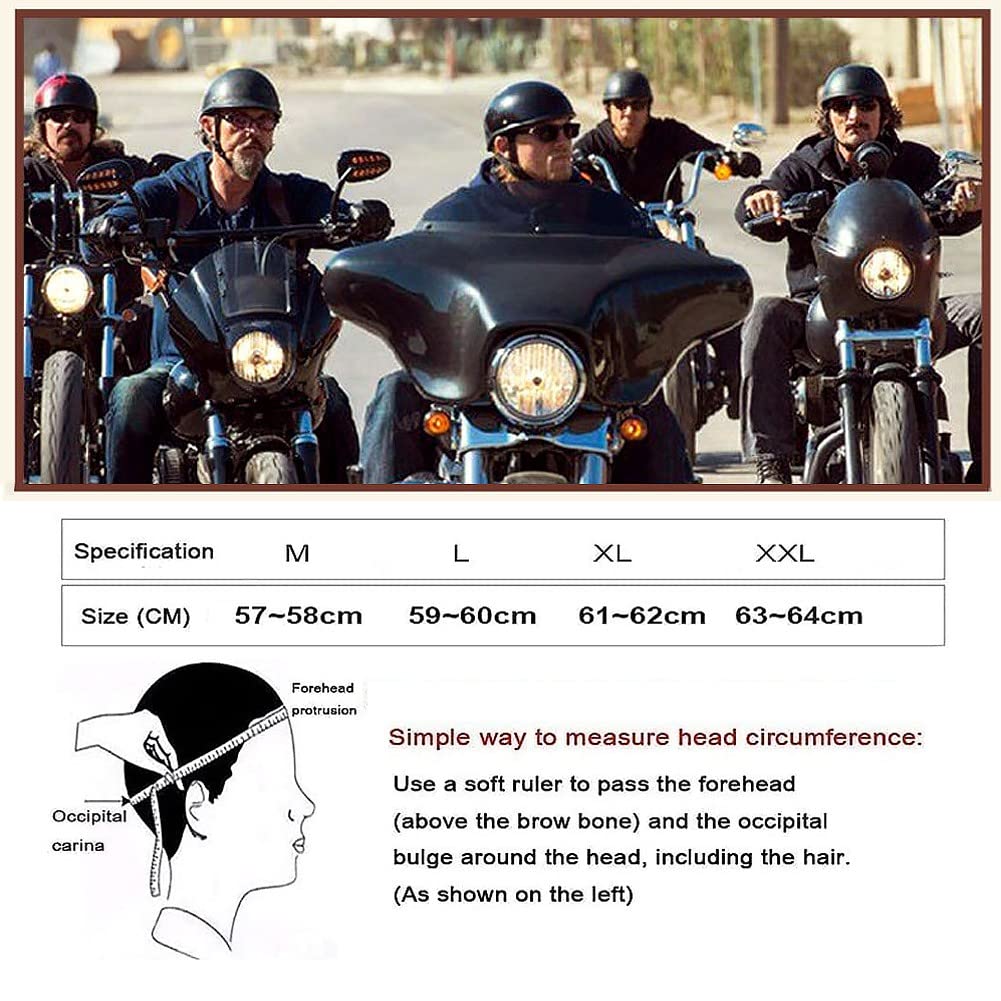 Demi Casque De Moto, Casque Jet Rétro, Casque Bol Moto Homologué ECE, Casques Vintage à Face Ouverte, avec Pare-Soleil et Doublure Intérieure Amovible, pour Vélos Motos Scooter