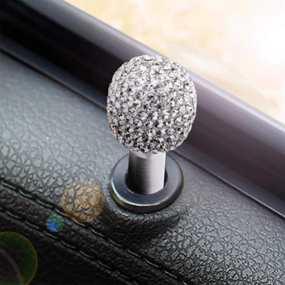 Riloer Car Door Lock Pull Rod Bolt Cover, 4-Pack Bling Rhinestones Decoration Universal Fit, Pink