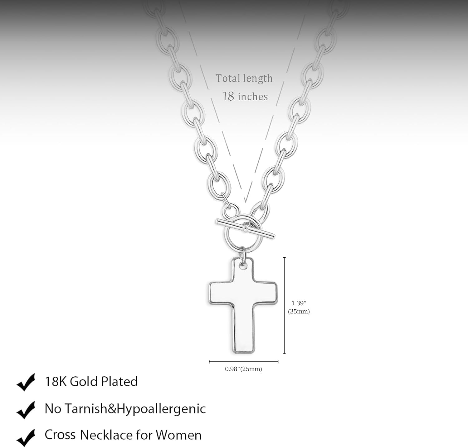 Cross Necklace for Women Chunky Silver Necklace 14K Silver Plated Chunky Cross Pendant Necklace Simple Big Cross Necklaces for Women Trendy Silver Jewelry Gifts - Image 4