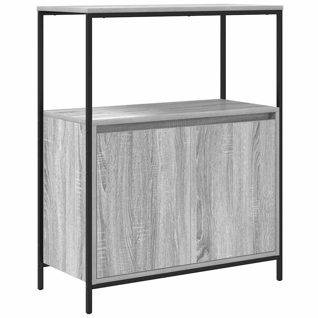 SYDE Mobile da bagno con ripiani, grigio sonoma, 76,5 x 35 x 95 cm | Legno ingegneristico resistente all'umidità, porta reversibile, facile da pulire, uso versatile in bagno, soggiorno o ufficio